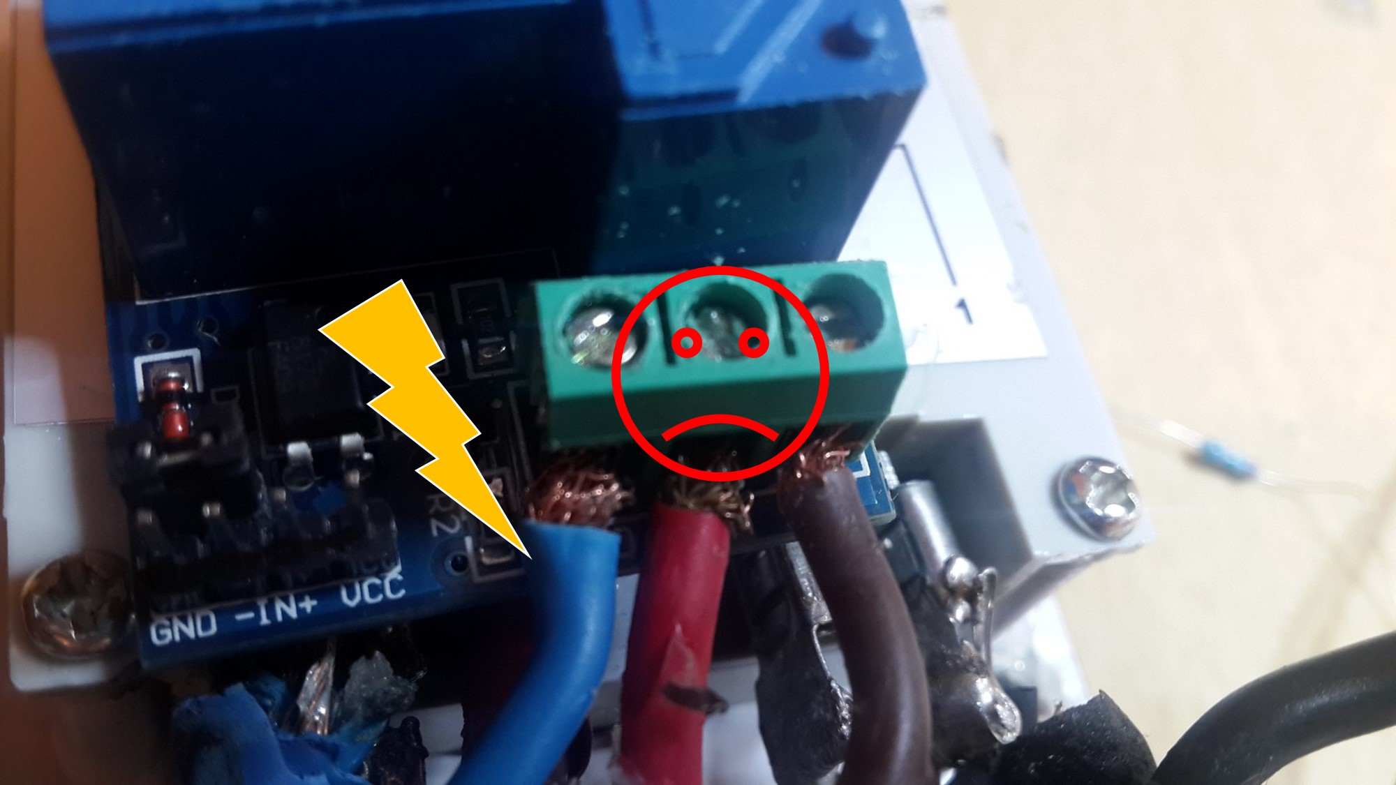 Relay exposed wires