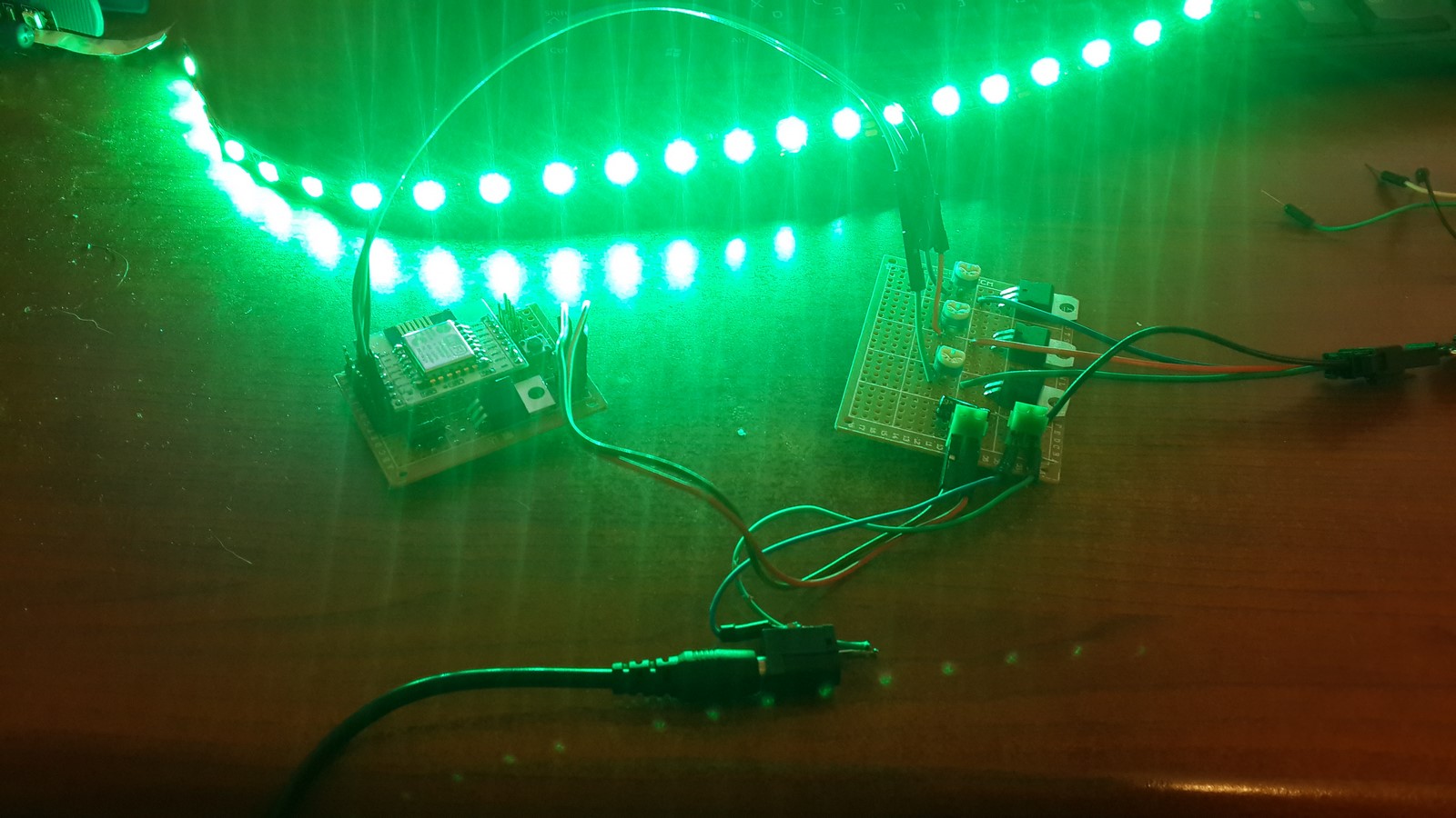 Soldered boards Led driver and ESP12e test