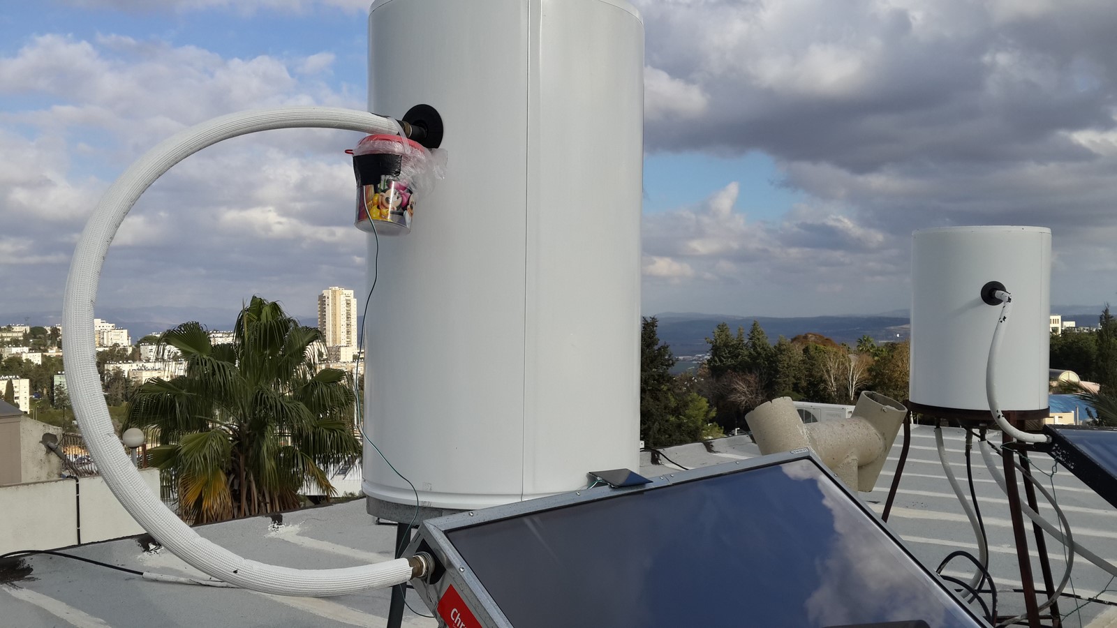Solar powered ESP8266 on a water heater