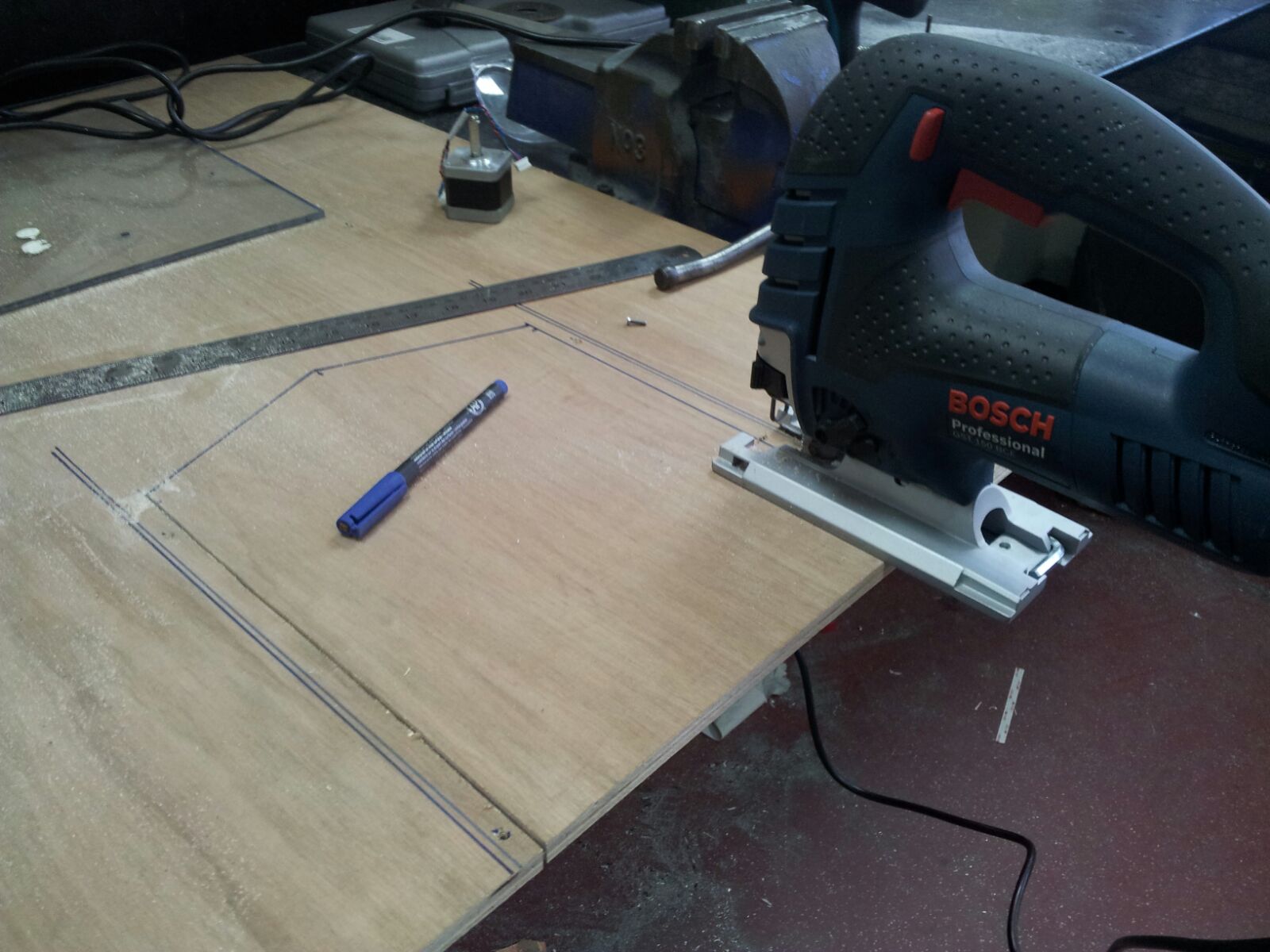 Door construction - wood perspex stepper motor 6
