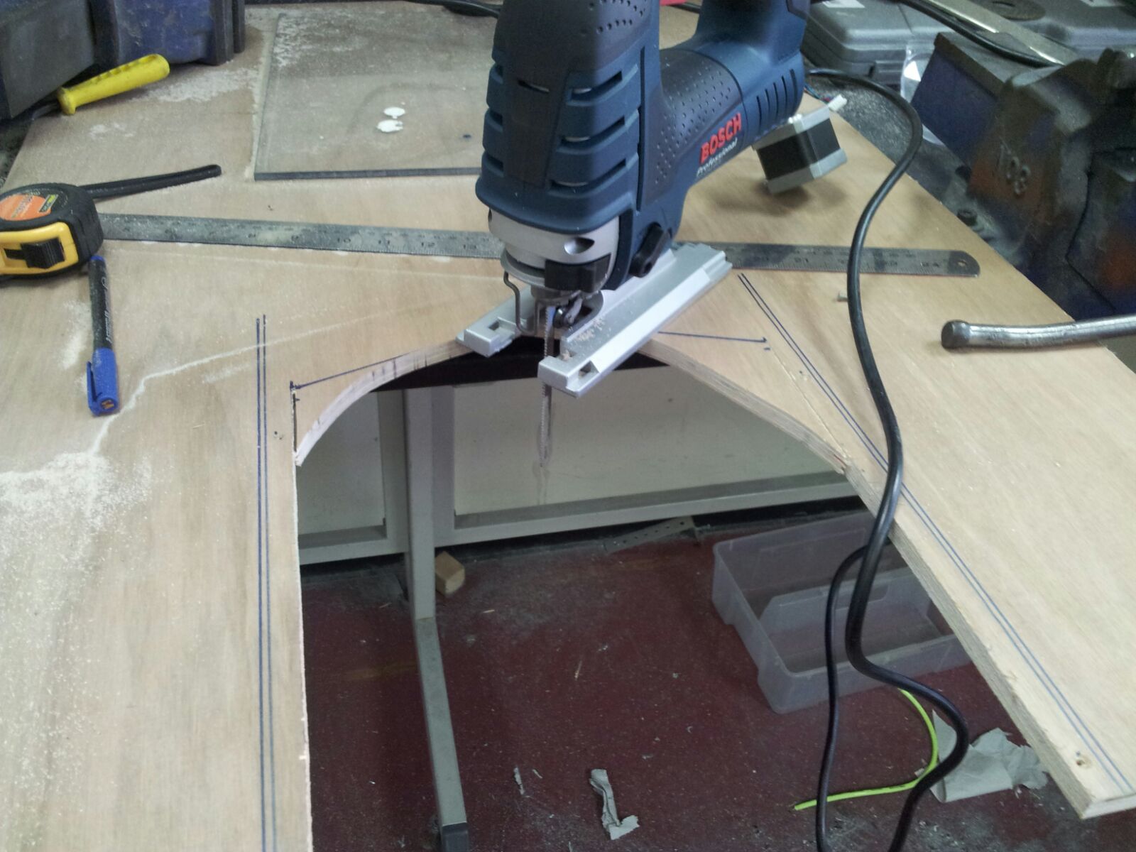 Door construction - wood perspex stepper motor 7