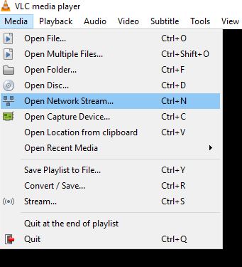 VLC open network stream