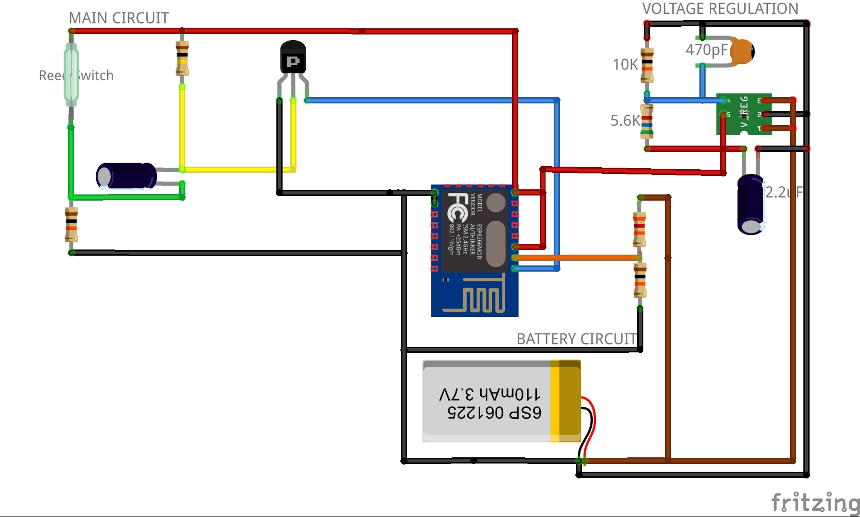 ESP8266 notifier with voltage regulator