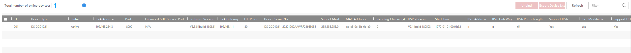 image of SADP exposing my ip amera